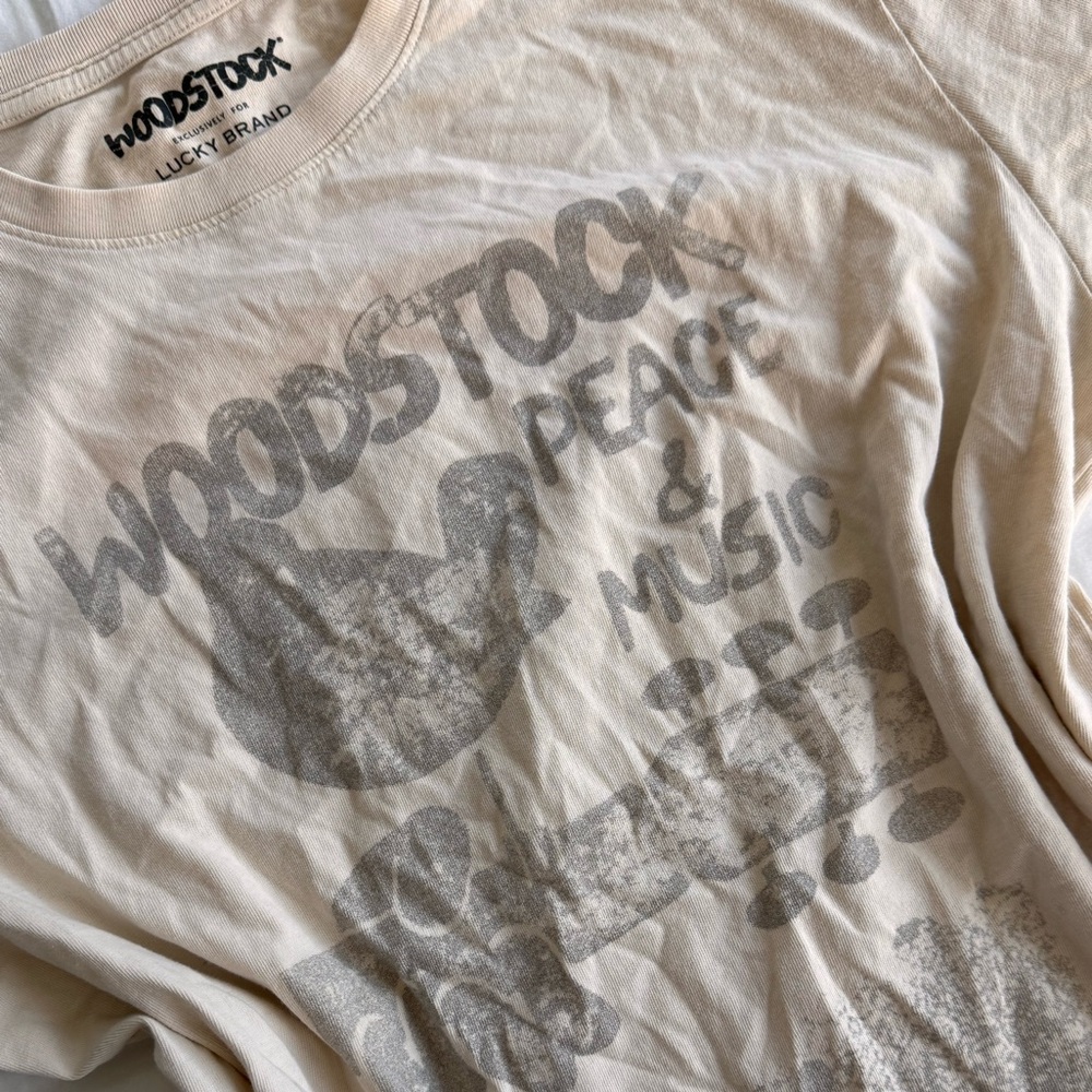 Lucky Brand Los Angeles Woodstock Exclusive Cream Tee